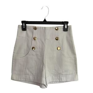 Gaia White and Gold Pinup Shorts: 90s, Y2K, Modern